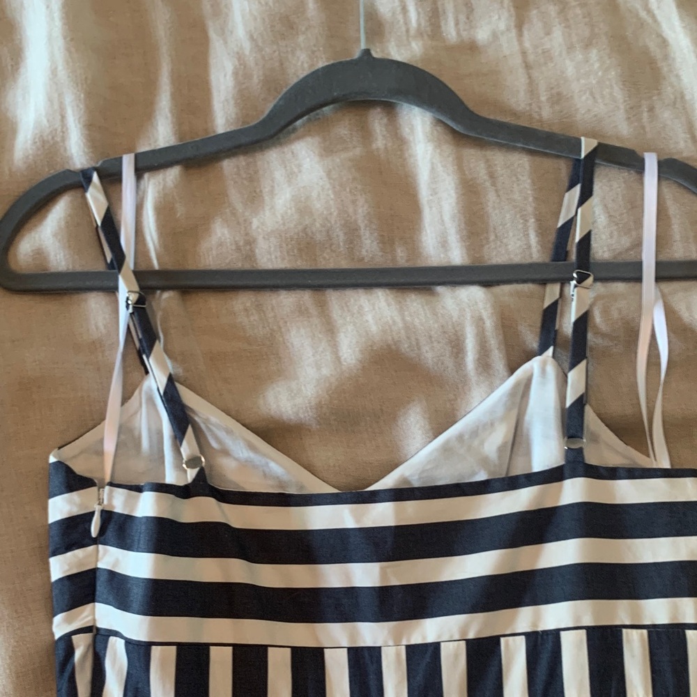 Veronica Beard Striped Navy and Cream Midi Dress - Picture 5 of 12
